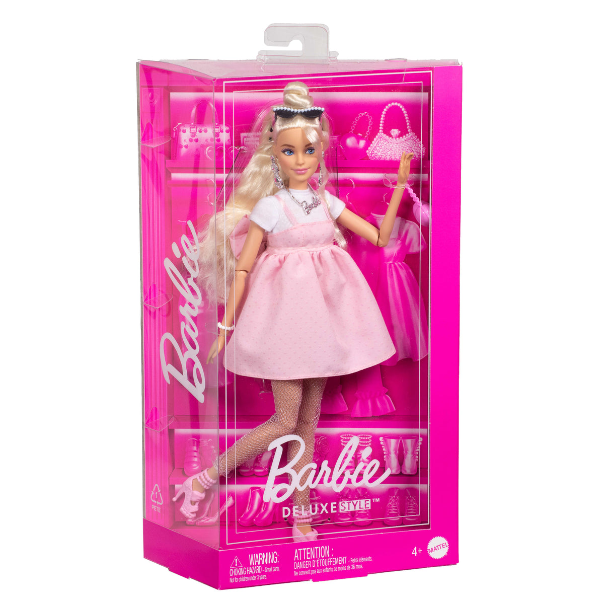 Barbie Deluxe Fashion Doll with Style Bow Pastel Pink