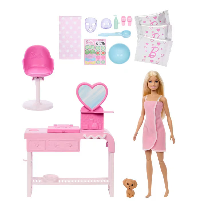 Barbie Spa Day Fashion Doll Playset with Beauty Accessories