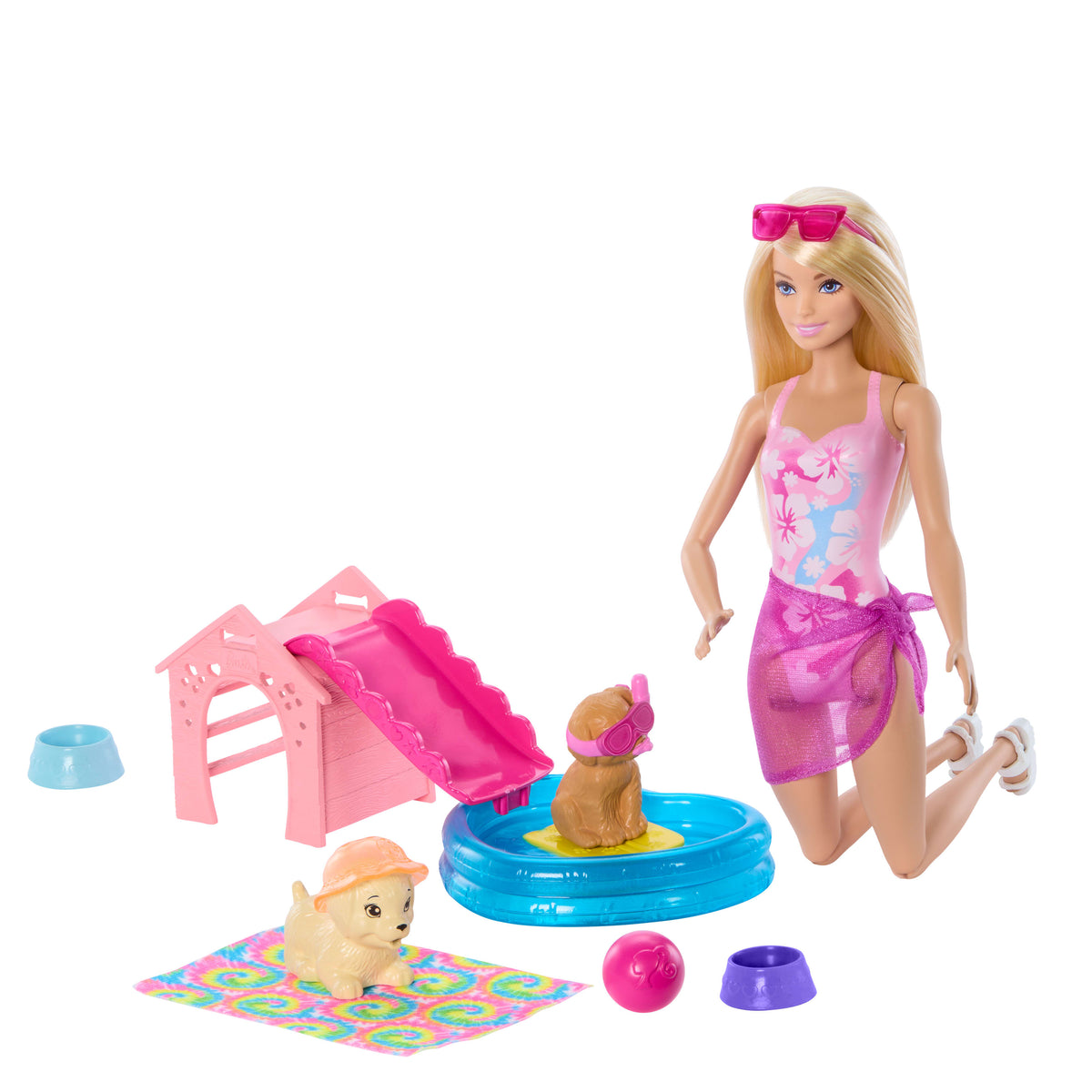 Barbie Puppy Pool Party Playset with Doll, Puppies & Accessories