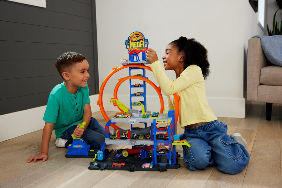 Hot Wheels Mega New City Garage Multi-Level Car Playset for Kids