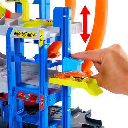Hot Wheels Mega New City Garage Multi-Level Car Playset for Kids