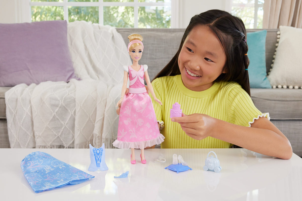 Disney Princess Cinderella 2-in-1 Stories Fashion Doll with 2 Looks & 9 Accessories