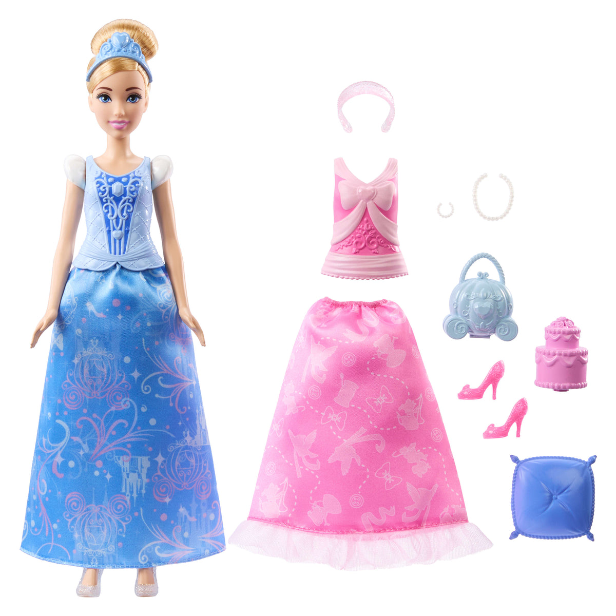 Disney Princess Cinderella 2-in-1 Stories Fashion Doll with 2 Looks & 9 Accessories