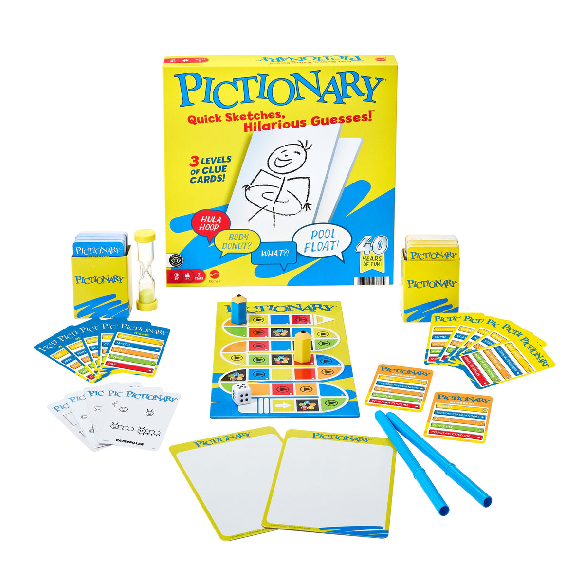 Pictionary Core Refresh Board Game with Erasable Boards & Timer