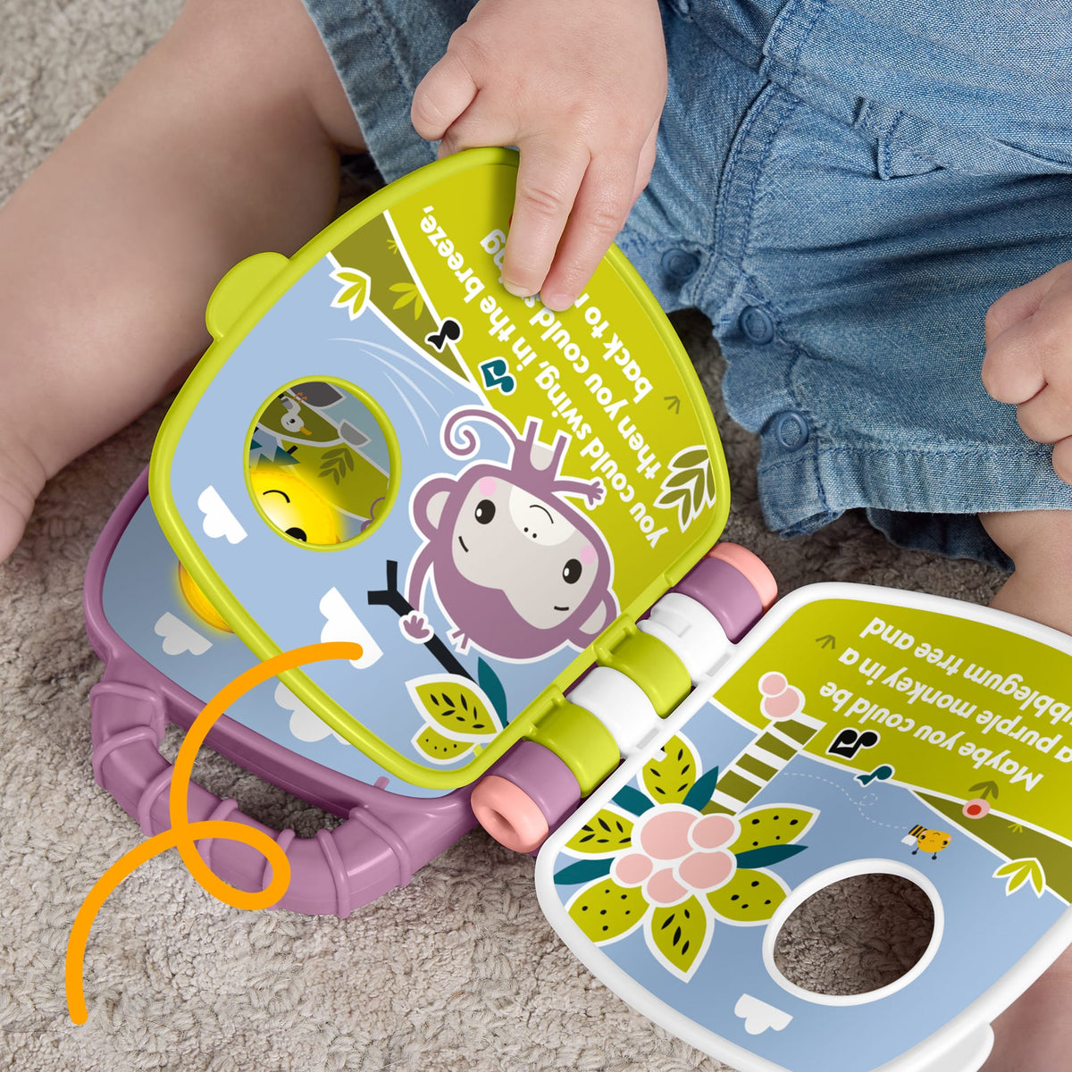 Fisher-Price Purple Monkey Musical Storybook Baby Learning Toy