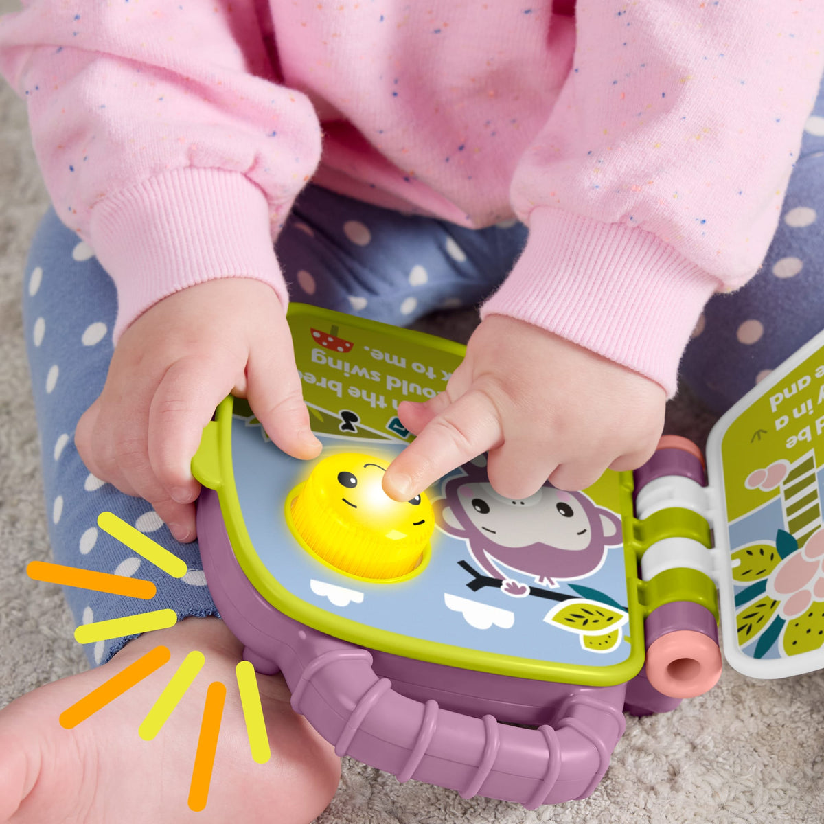 Fisher-Price Purple Monkey Musical Storybook Baby Learning Toy