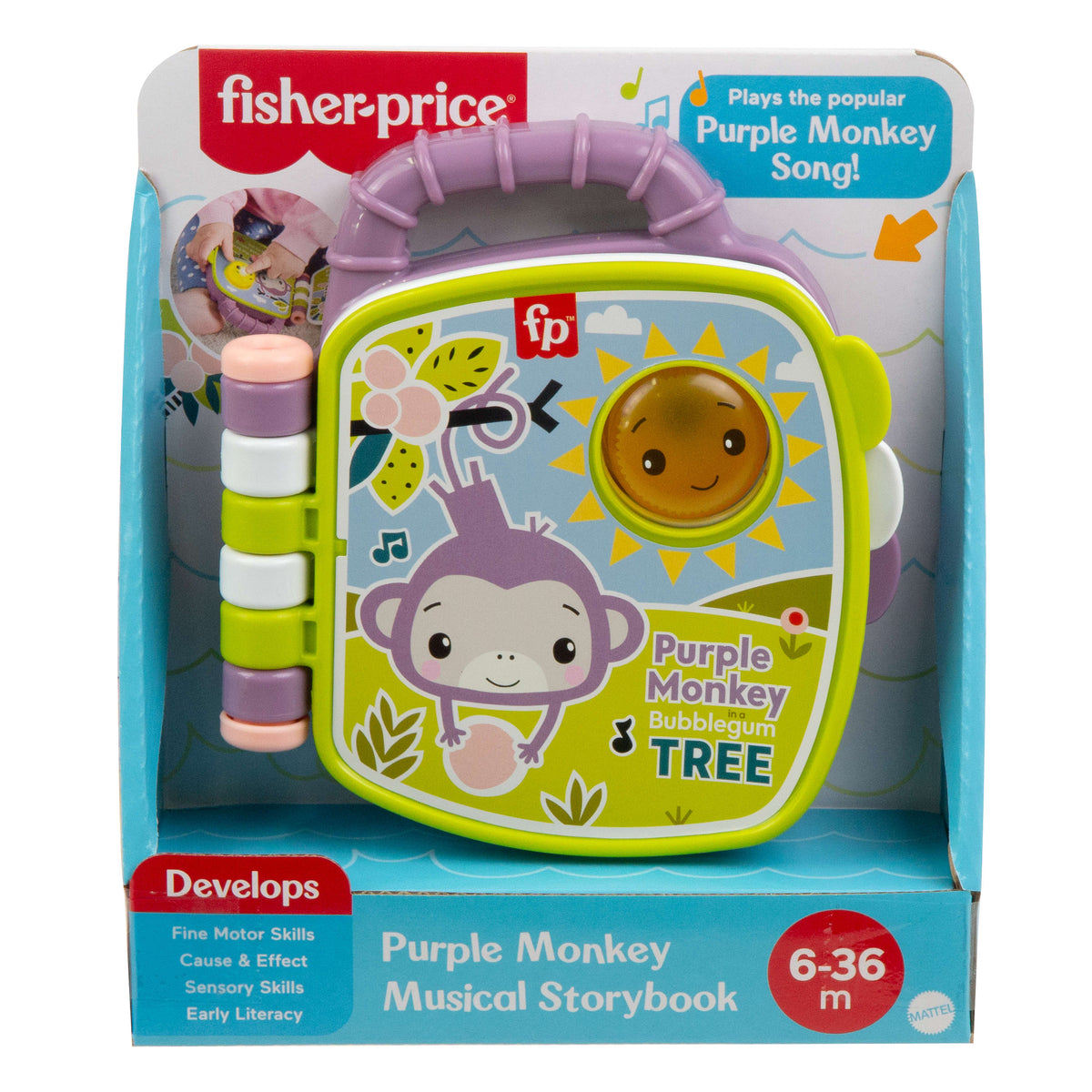 Fisher-Price Purple Monkey Musical Storybook Baby Learning Toy