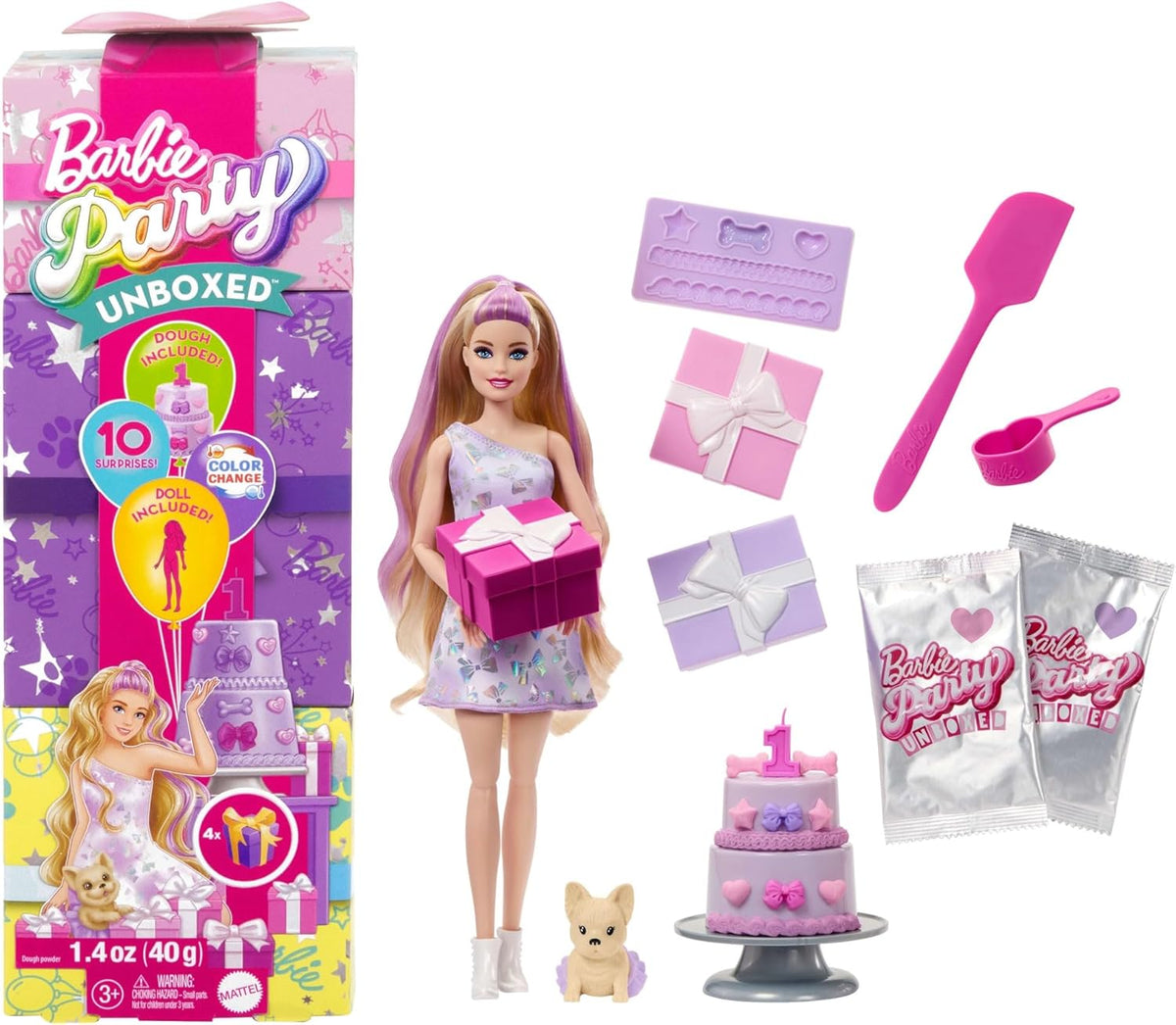 Barbie Party Unboxed Birthday Pets Collectible Surprise Toys for Kids