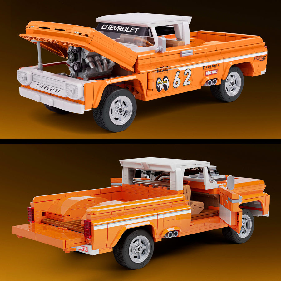 Hot Wheels Brick Shop Custom Chevy Pickup 1:16 Scale Collectible Set