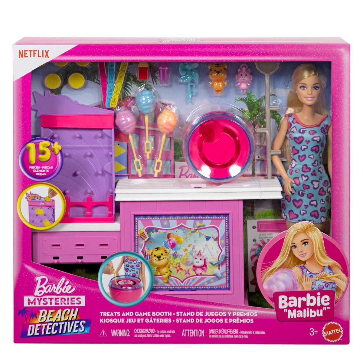 Barbie Mysteries: Beach Detectives Doll & Game Booth Playset with Accessories
