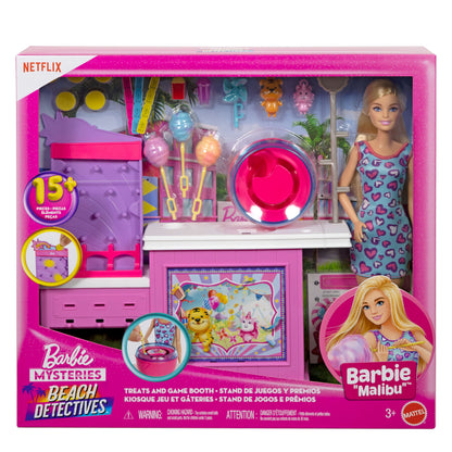 Barbie Mysteries: Beach Detectives Doll & Game Booth Playset with Accessories