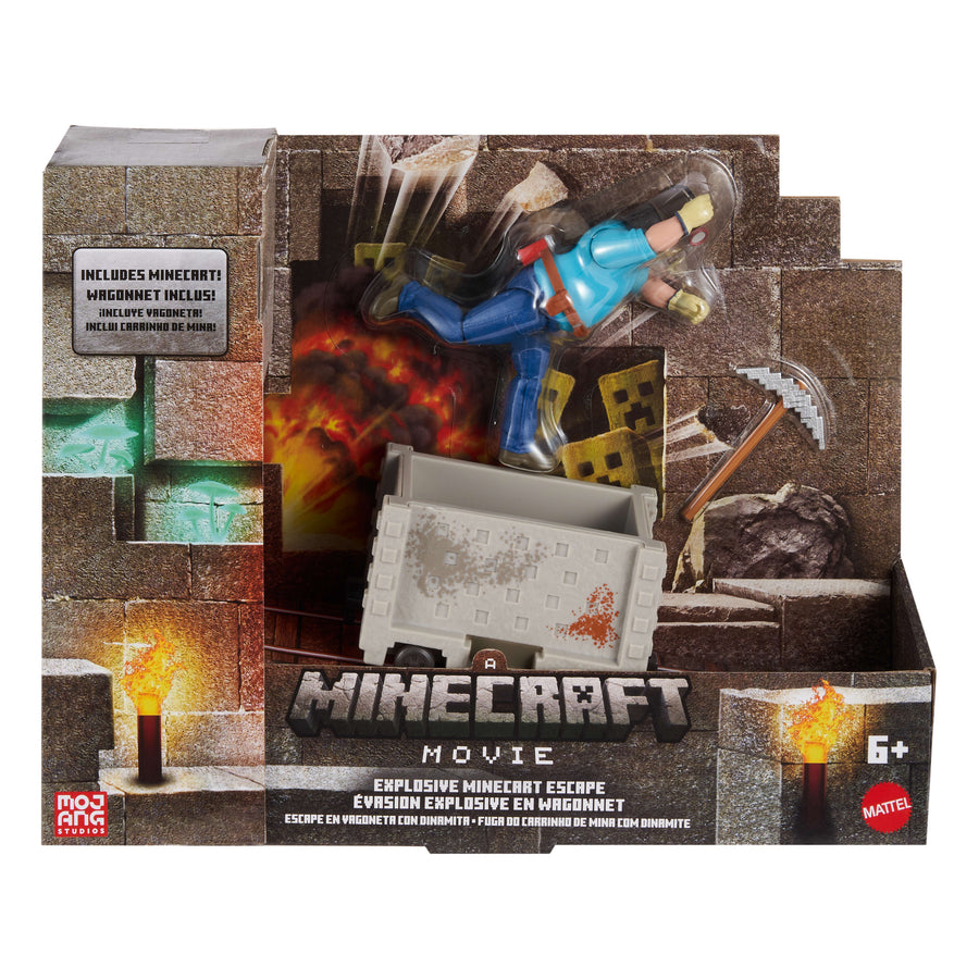 Minecraft Movie Explosive Minecart Escape Figure Set