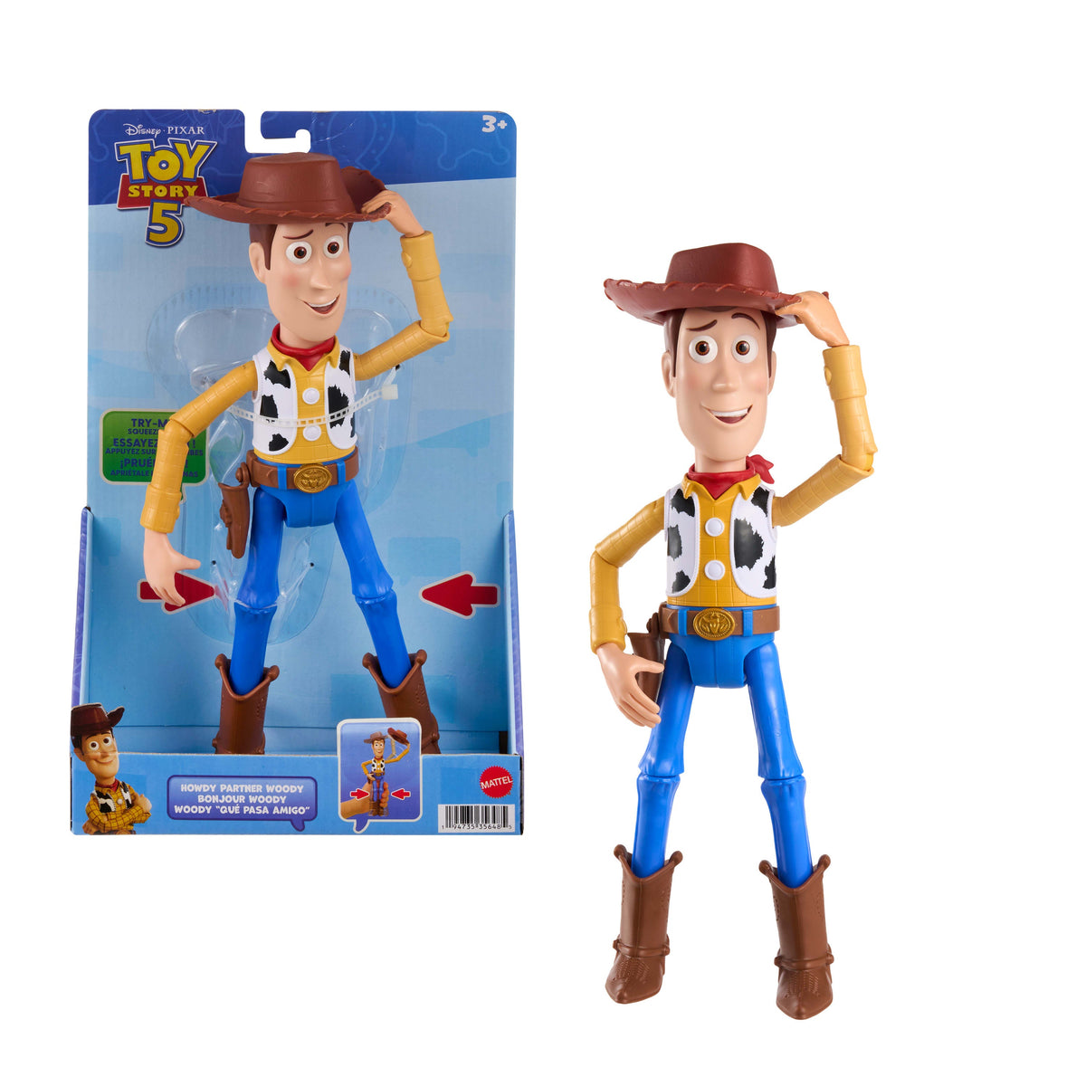 Disney Toy Story 5 Hello Woody 12-Inch Hat-Tipping Action Figure