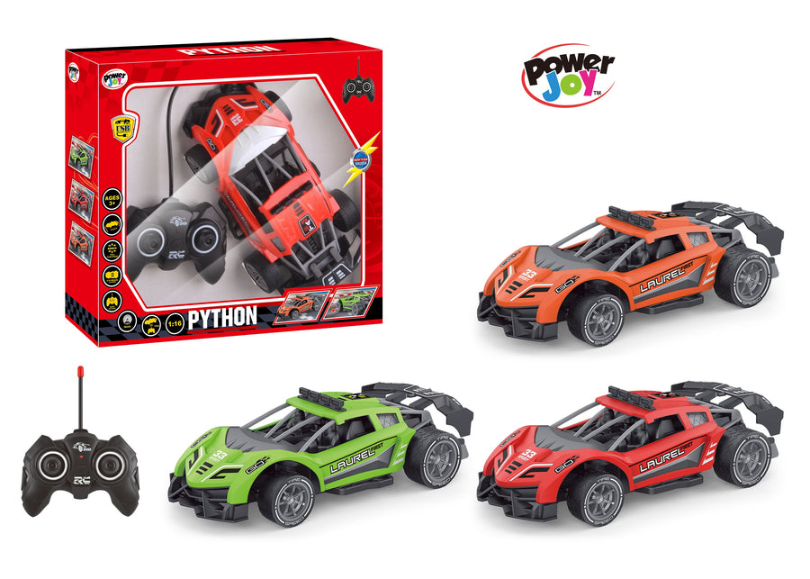 Power Joy RC Python 1:16 Remote-Control Car Assorted Colors High-Speed RC Racing Car for Kids (Sold Per Piece, Random Selection)