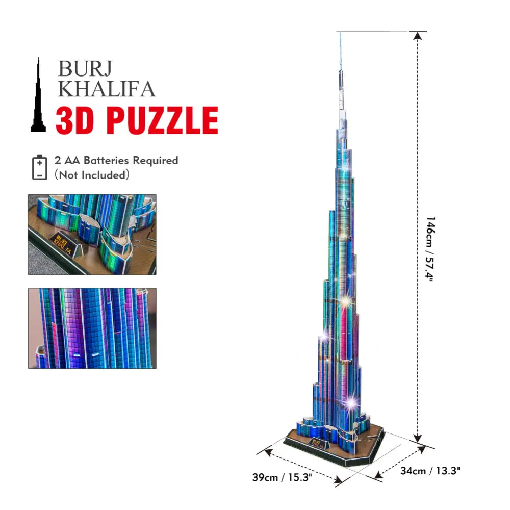3D Puzzle Burj Khalifa 136-Piece UAE Battery-Operated