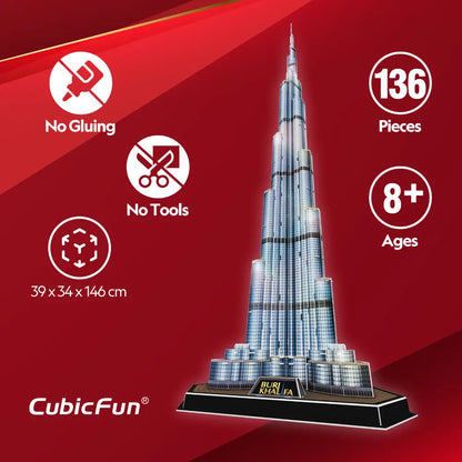 3D Puzzle Burj Khalifa 136-Piece UAE Battery-Operated