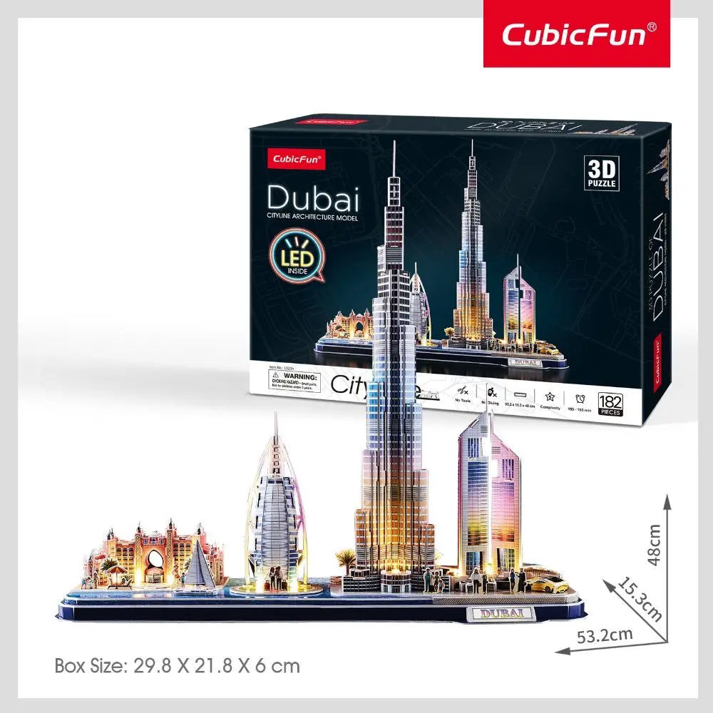 3D Puzzle City Line Dubai UAE 182-Piece Battery-Operated