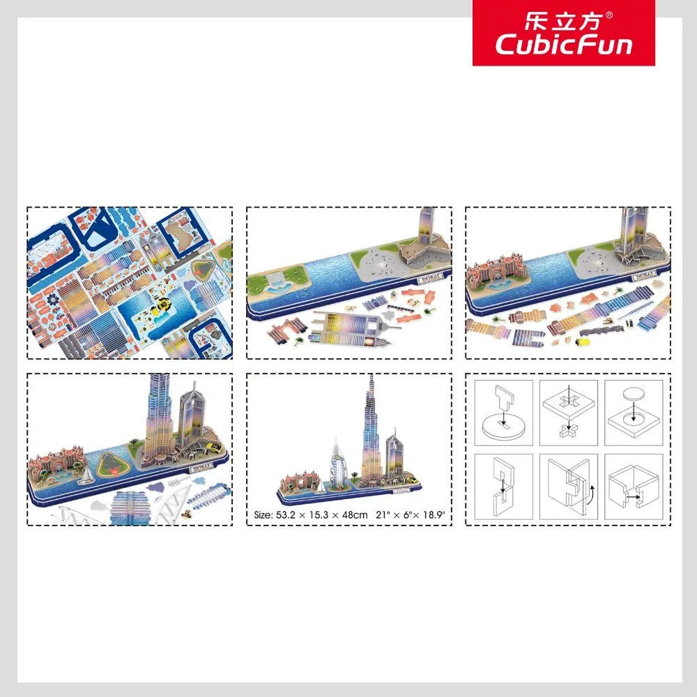 3D Puzzle City Line Dubai UAE 182-Piece Battery-Operated
