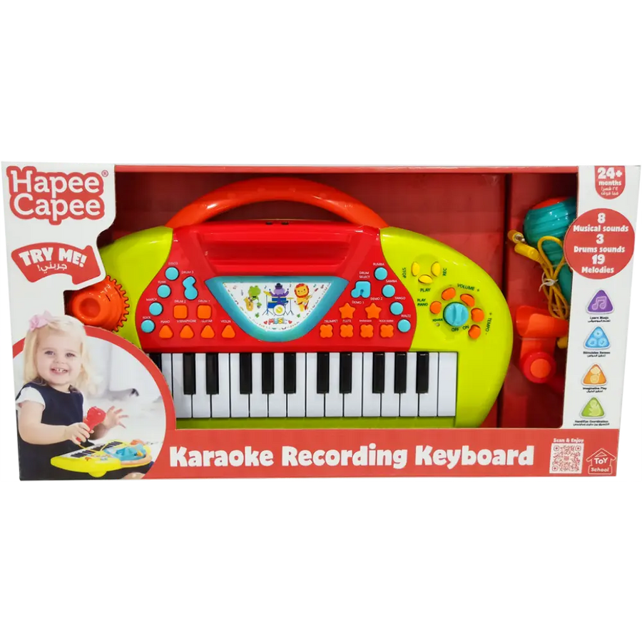 Hapee Capee Karaoke Record Keyboard Battery Operated