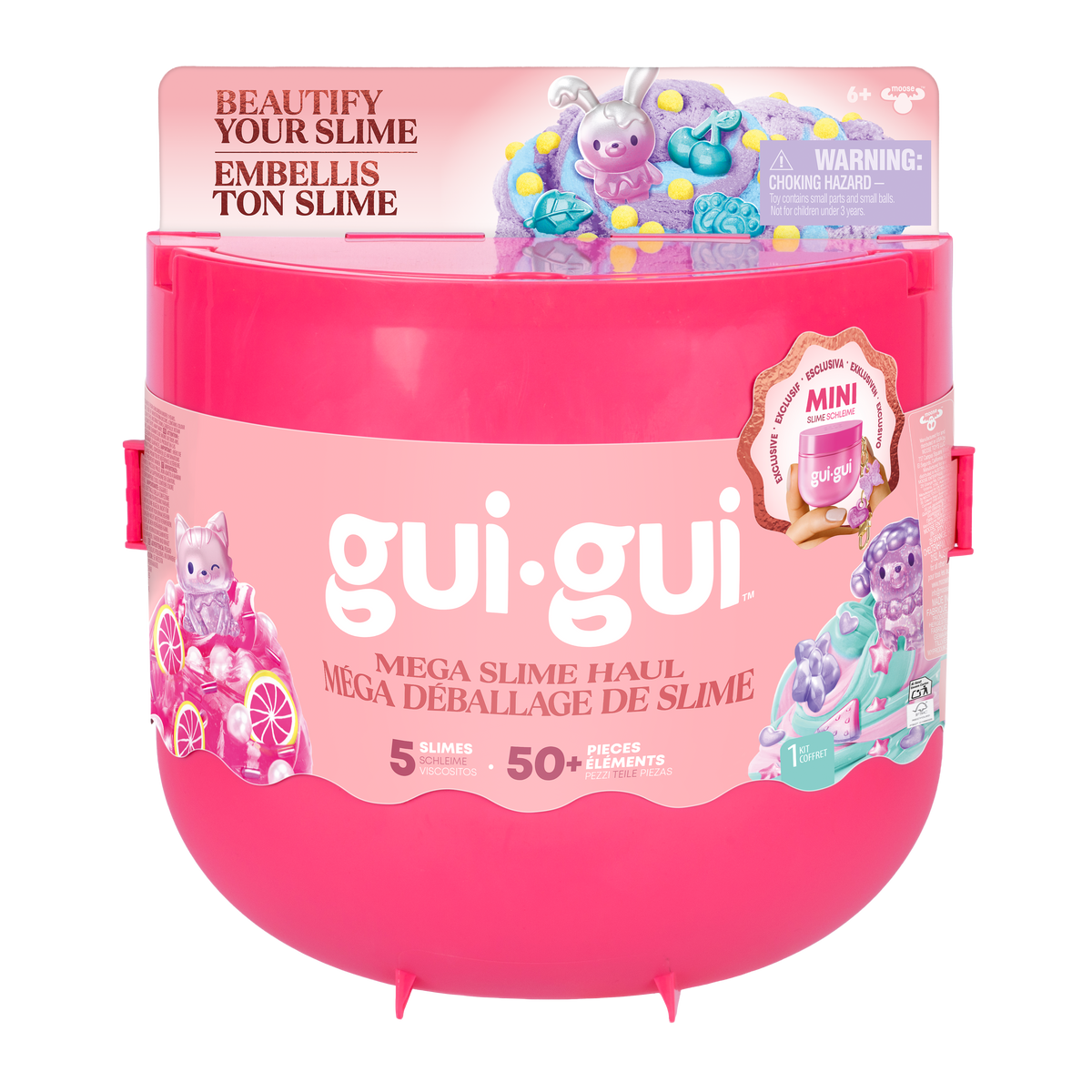 Gui Gui Mega Slime Haul 5-Piece Slime Kit with 50 Mix-In Elements for Kids Creative Sensory Play