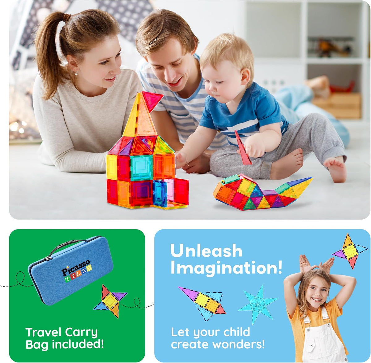 Picasso Magnetic Tiles With Case 101-Piece