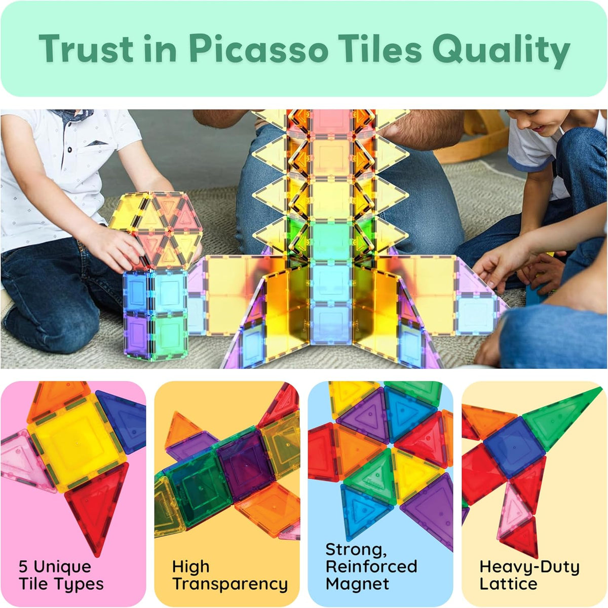 Picasso Magnetic Tiles Building Blocks 100-Piece
