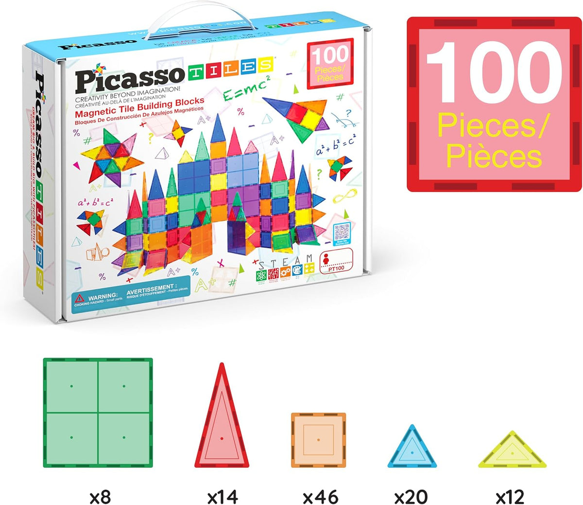 Picasso Magnetic Tiles Building Blocks 100-Piece
