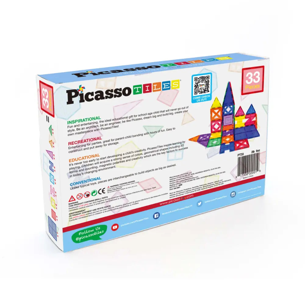Picasso Magnetic Educational Building Tile Set 33-Pieces