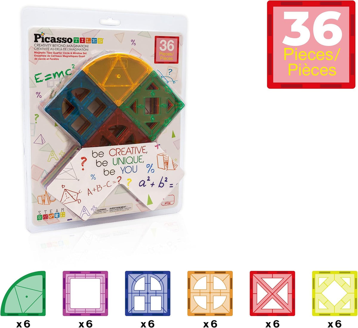Picasso Magnetic Tiles Quarter Circle & Window Set 36-Piece