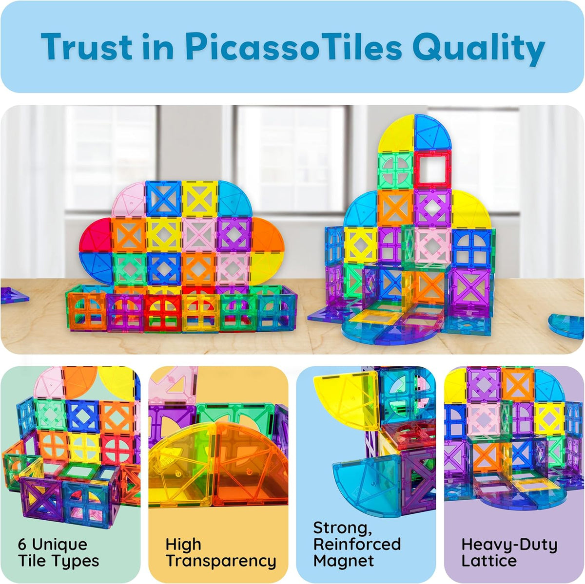 Picasso Magnetic Tiles Quarter Circle & Window Set 36-Piece