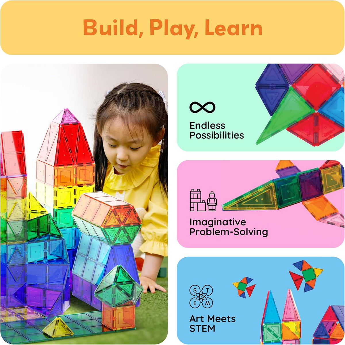 Picasso Magnetic Tiles Building Blocks 60-Piece
