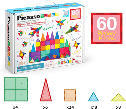 Picasso Magnetic Tiles Building Blocks 60-Piece