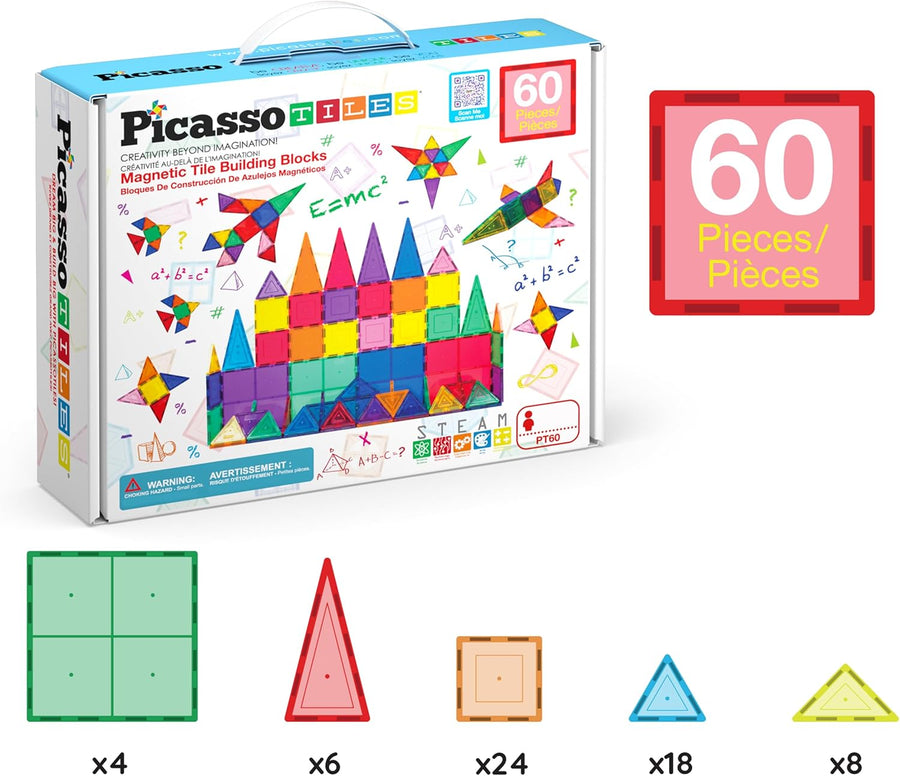 Picasso Magnetic Tiles Building Blocks 60-Piece