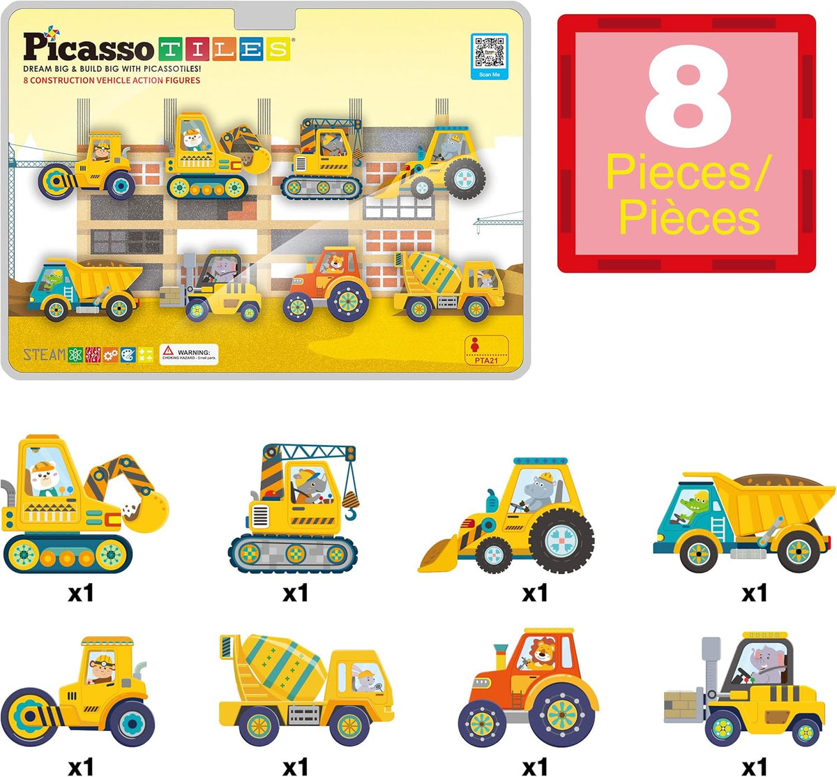 Picasso Magnetic Block Construction Vehicle Truck 8-Piece