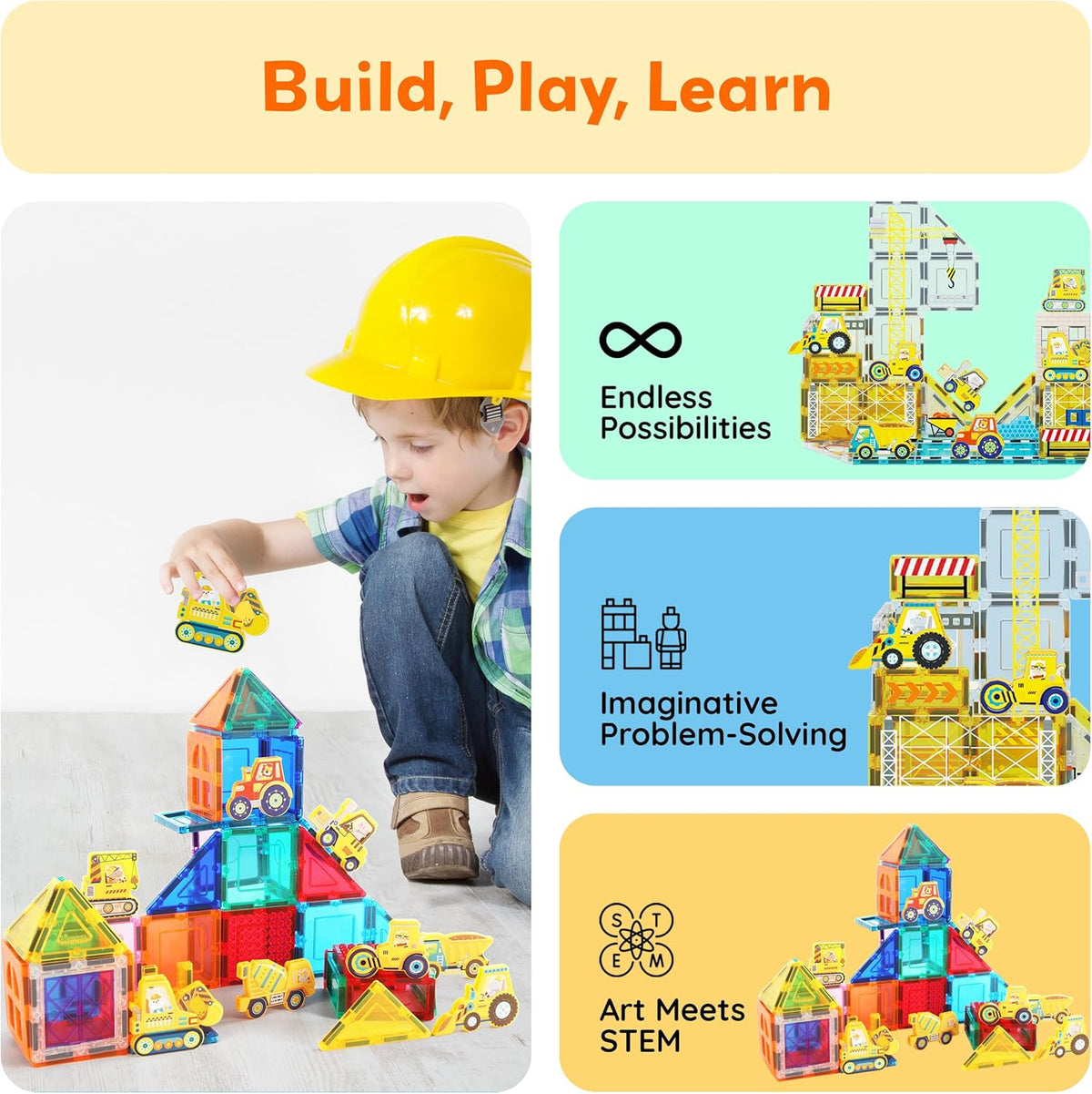 Picasso Magnetic Block Construction Vehicle Truck 8-Piece