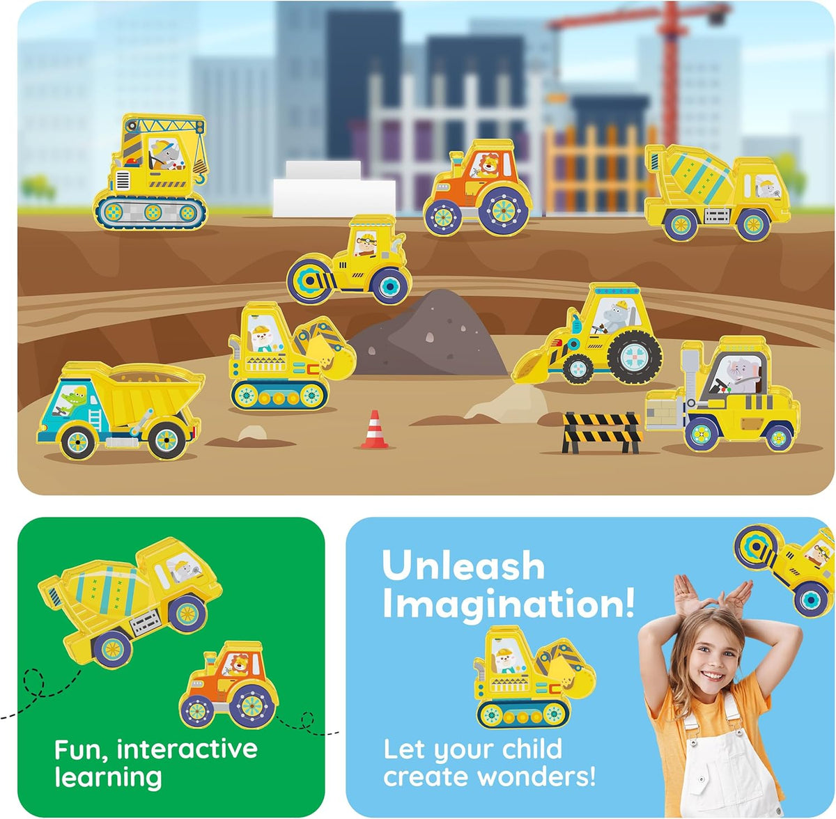 Picasso Magnetic Block Construction Vehicle Truck 8-Piece