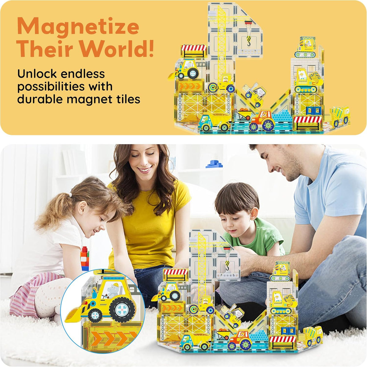 Picasso Magnetic Block Construction Vehicle Truck 8-Piece