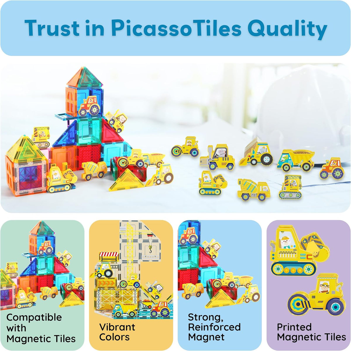 Picasso Magnetic Block Construction Vehicle Truck 8-Piece