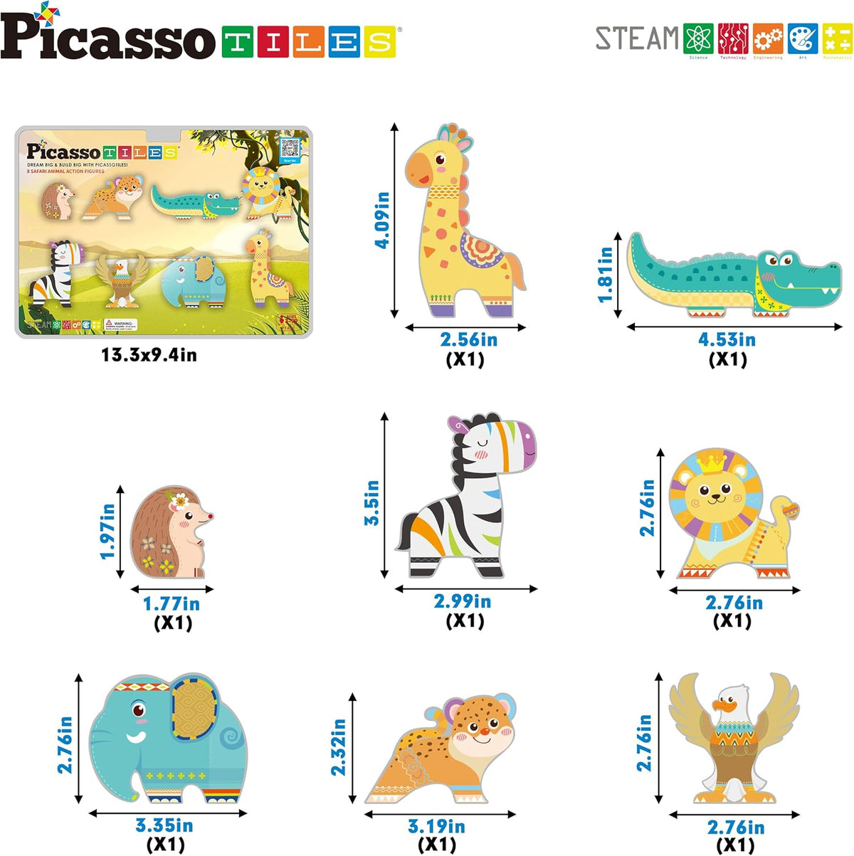 Picasso Magnetic Blocks Safari Animals 8-Piece