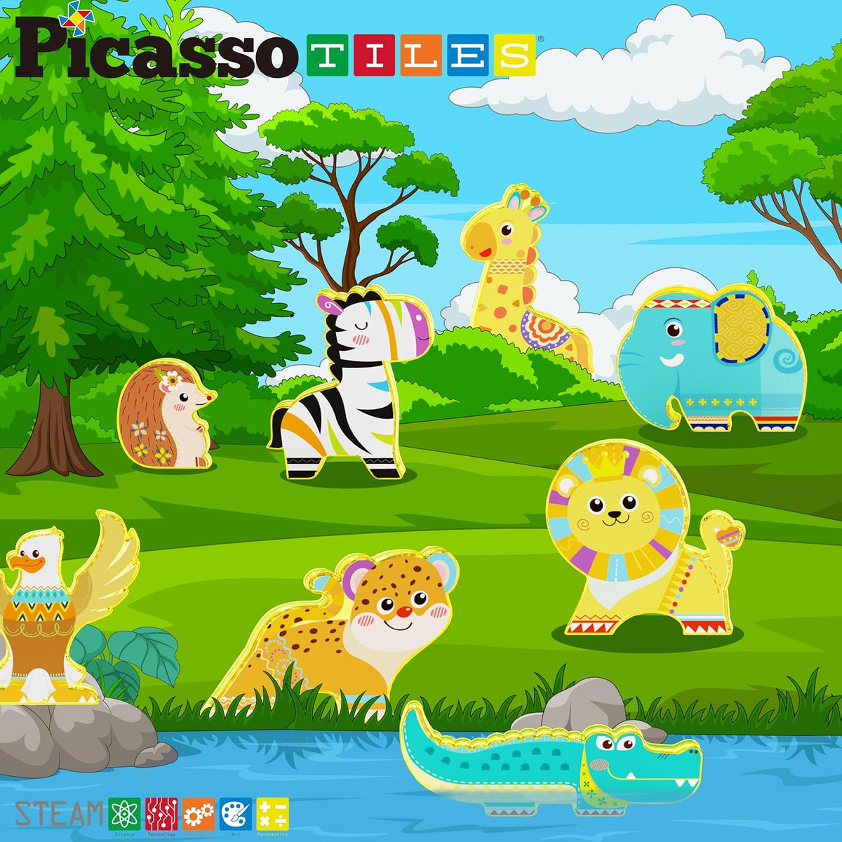 Picasso Magnetic Blocks Safari Animals 8-Piece