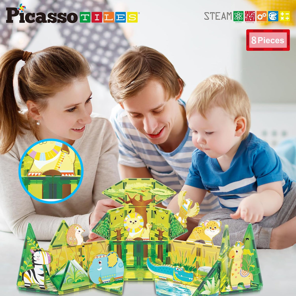 Picasso Magnetic Blocks Safari Animals 8-Piece