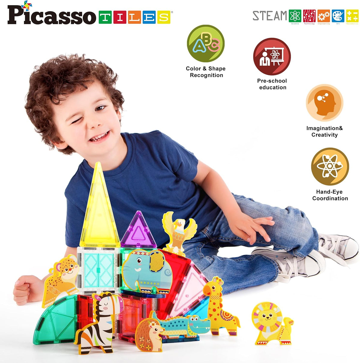 Picasso Magnetic Blocks Safari Animals 8-Piece