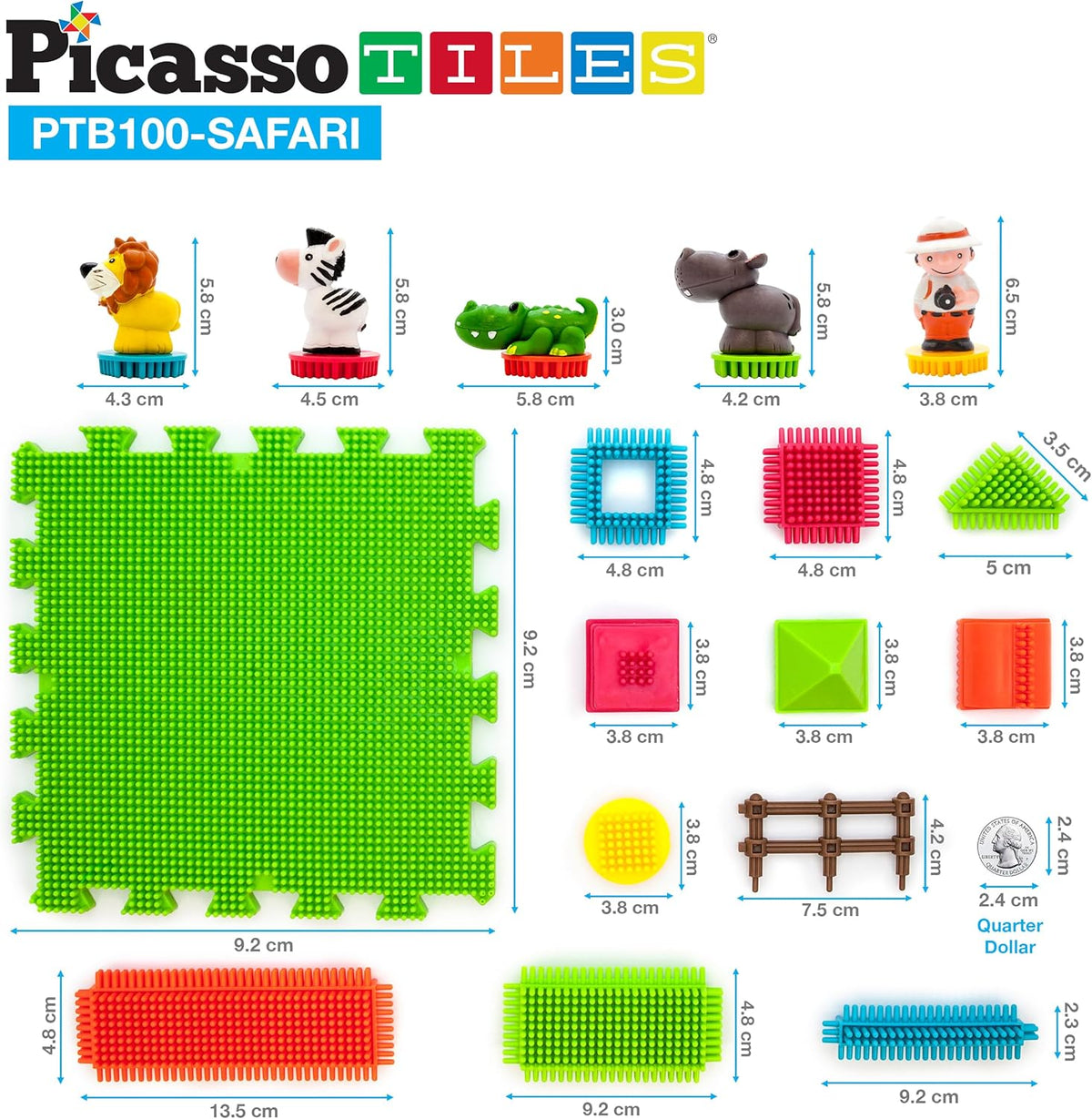 Picasso Magnetic Blocks Hedgehog Safari Set 100-Piece
