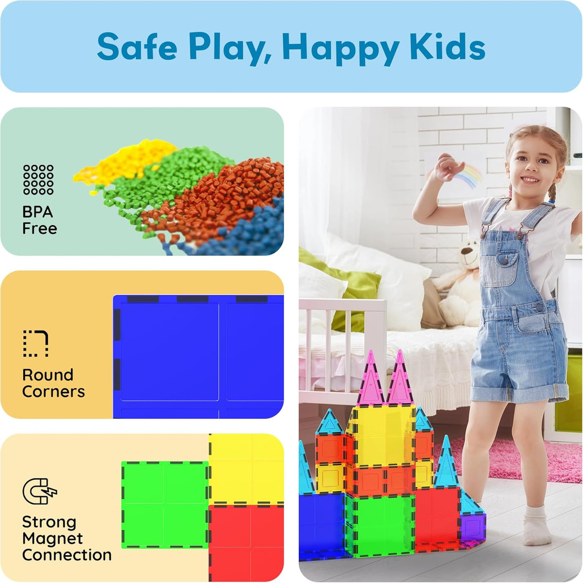 Picasso Magnetic Tiles Large Square Expansion 4-Piece