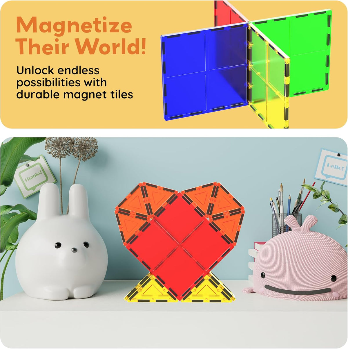 Picasso Magnetic Tiles Large Square Expansion 4-Piece
