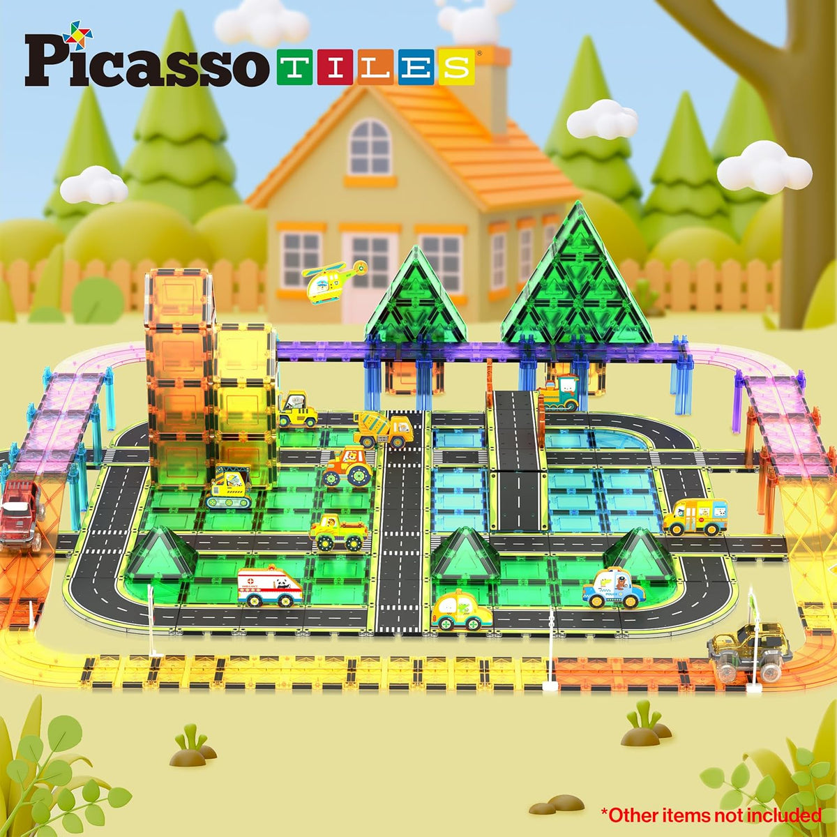 Picasso Magnetic Tiles Highway Printed Set 16-Piece