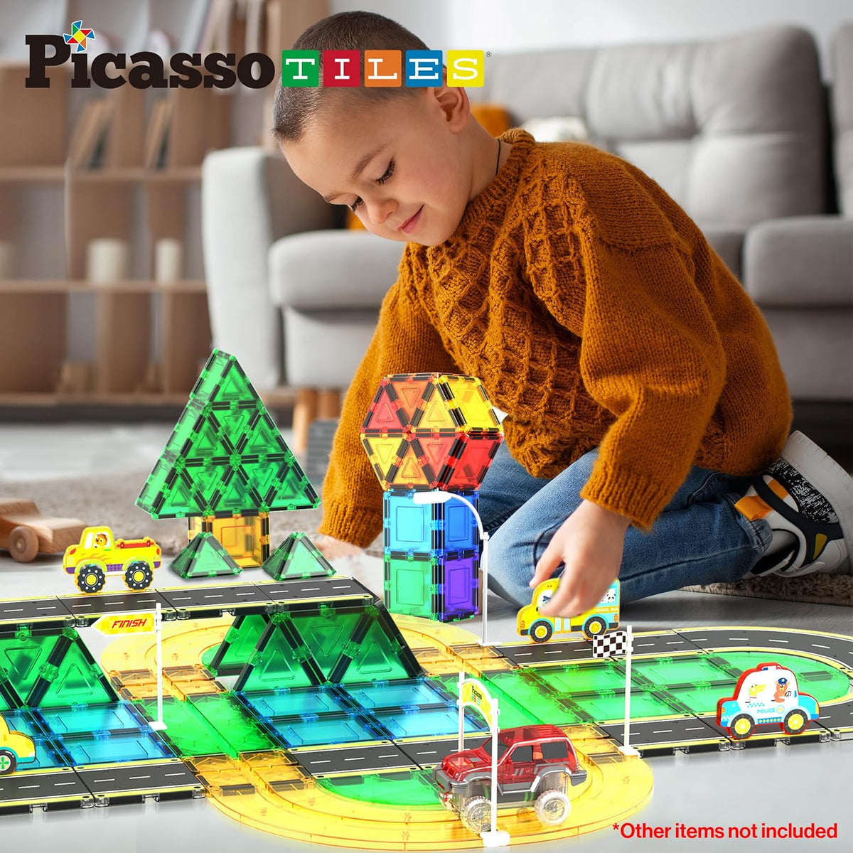 Picasso Magnetic Tiles Highway Printed Set 16-Piece