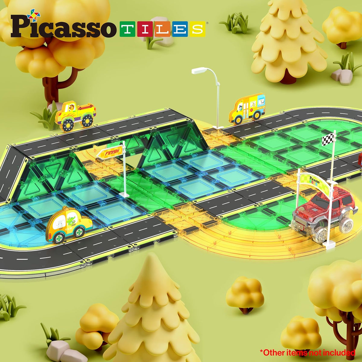 Picasso Magnetic Tiles Highway Printed Set 16-Piece
