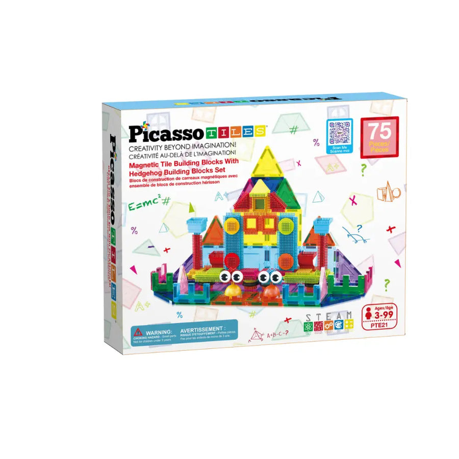 Picasso Magnetic Tiles with Hedgehog Building Block Set 75-Pieces