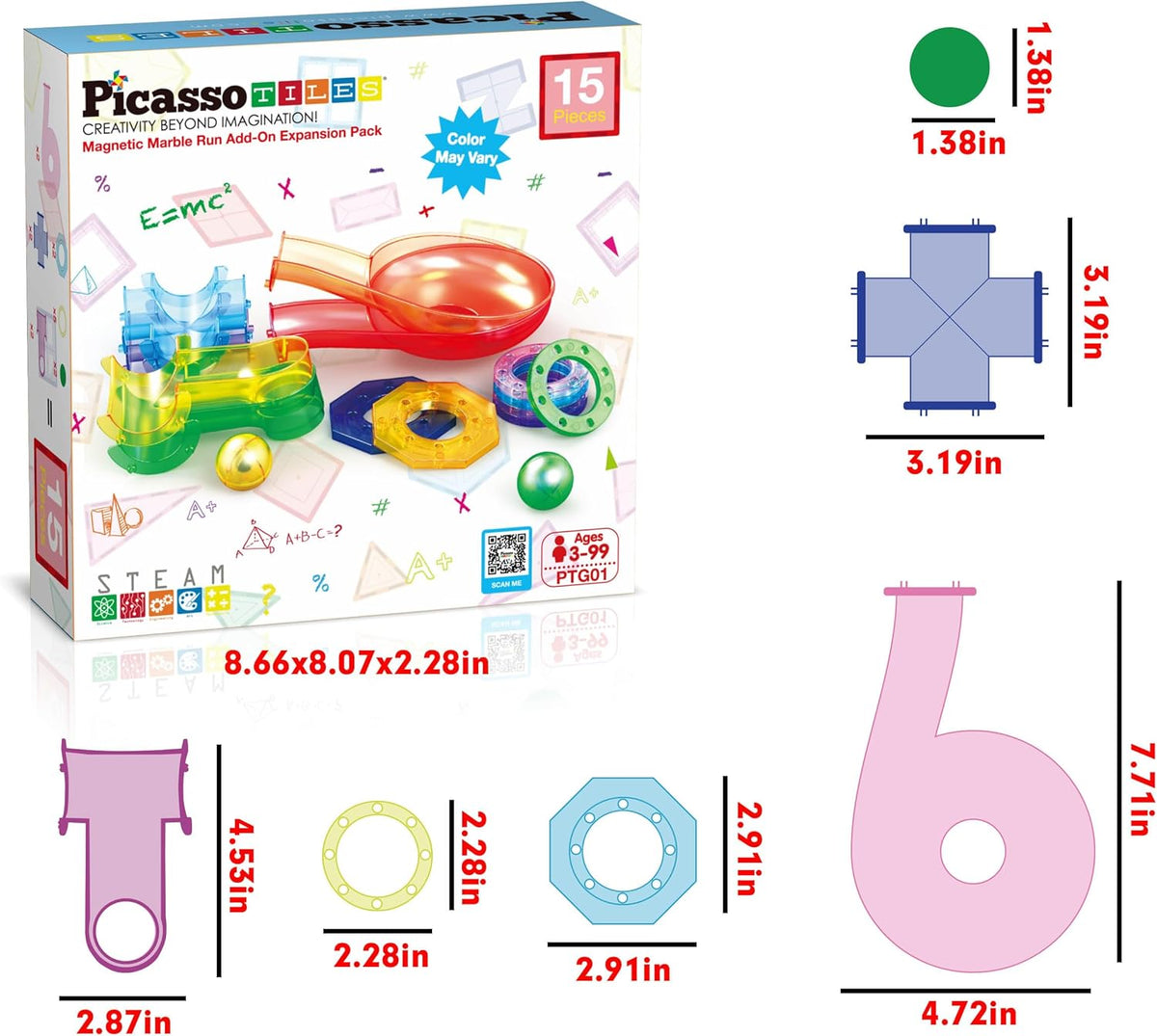 Picasso Magnetic Marble Run Expansion Pack 15-Piece